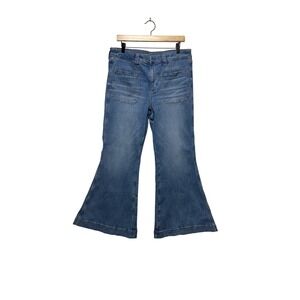 American Eagle Festival Flare Next Level Stretch Jeans Womens 16 Short Blue Wash